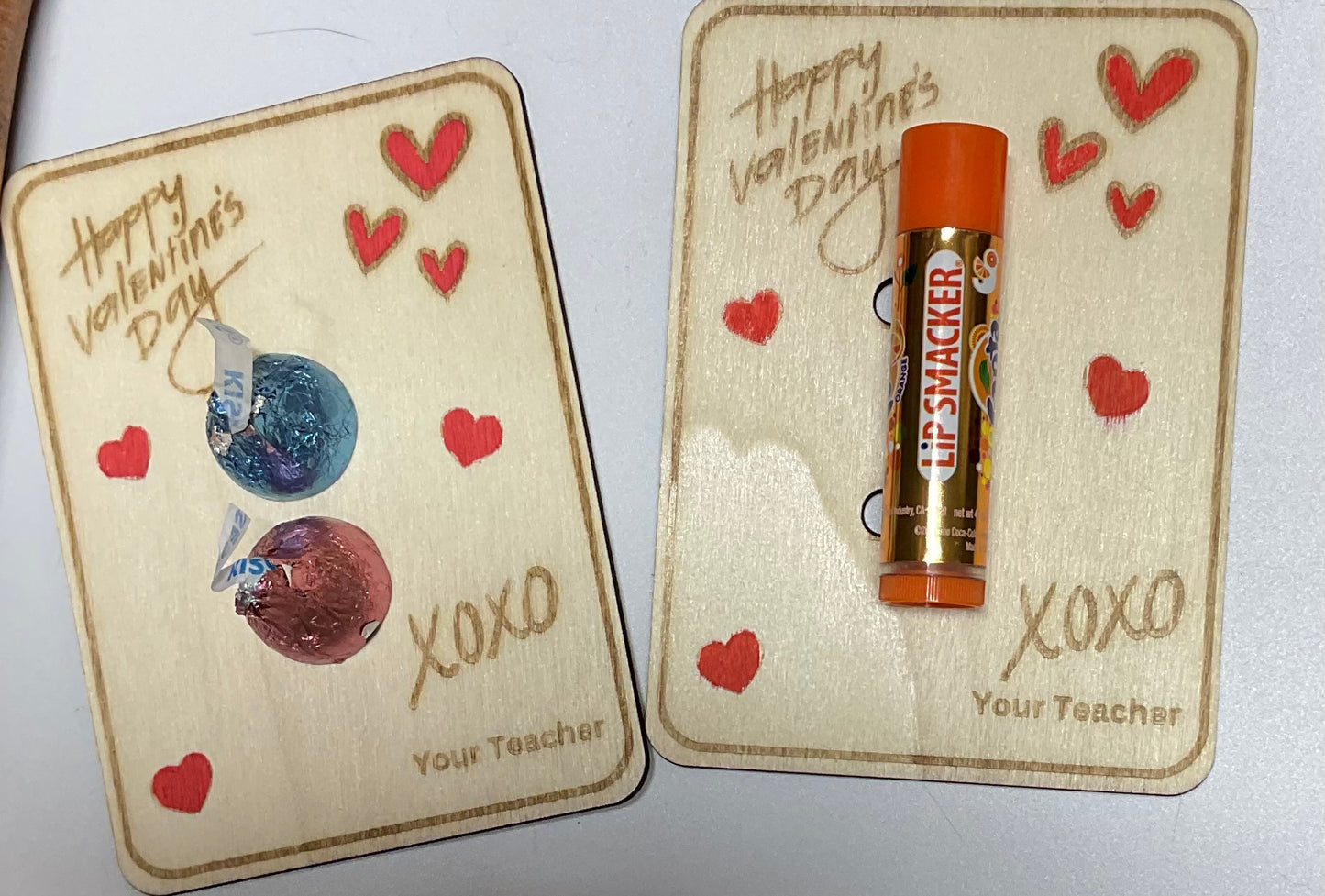 Laser engraved Wood Valentines cards