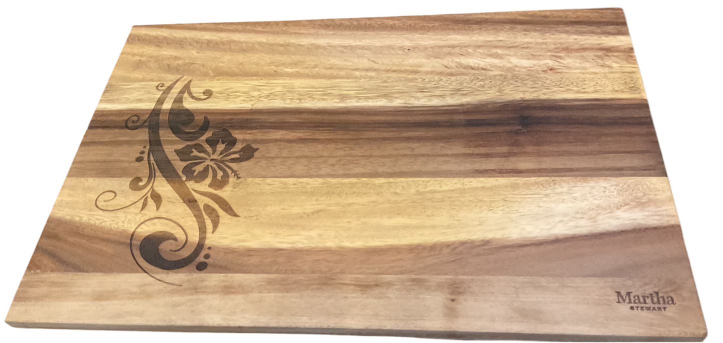 Laser Engraved Cutting Board Flowers