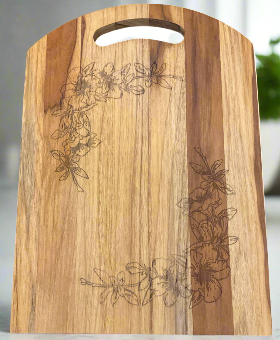 Laser Engraved Flower with Handle