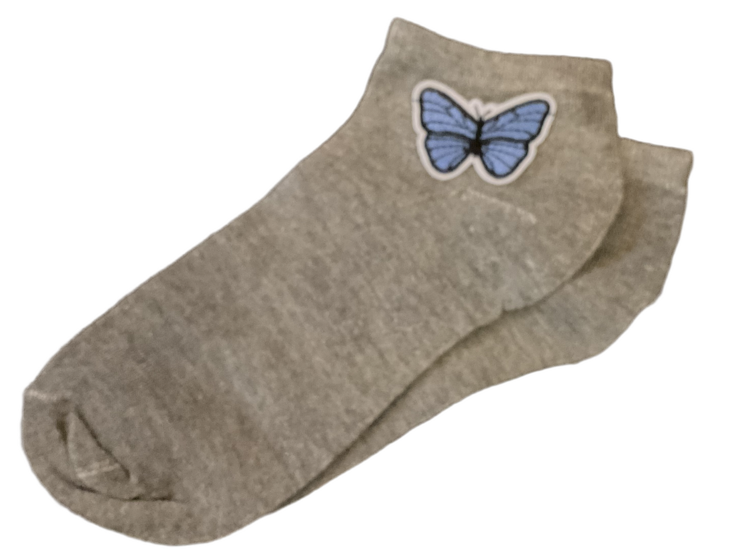 Clothing Socks Grey with Butterfly Patches