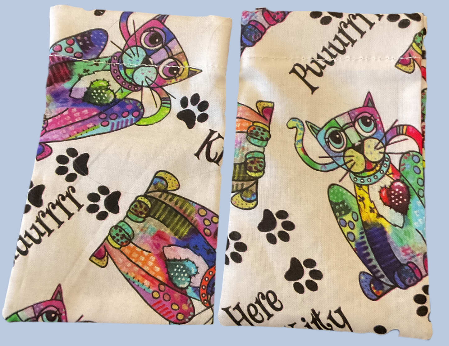 Fabric Kitty Catnip Pouches bright colors (set of 2)