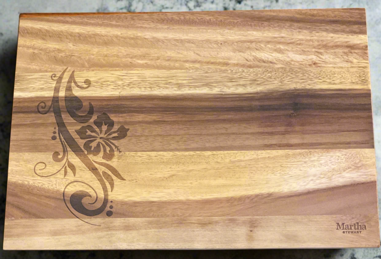 Laser Engraved Cutting Board Flowers