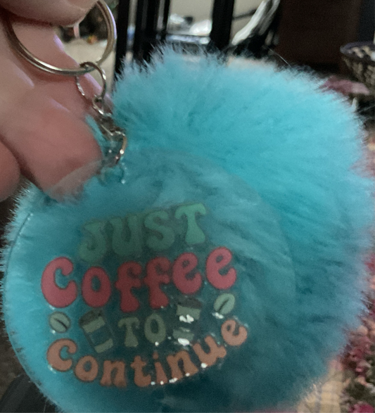 Keychain ( Pom Pom Turquoise) acrylic round