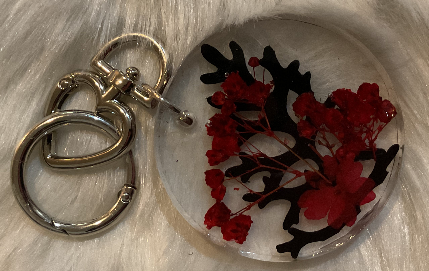 Resin dried floral key chain