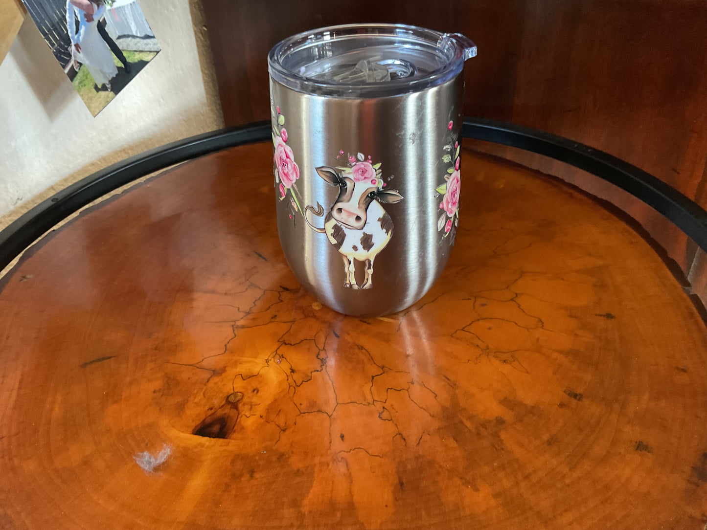 Stainless steel cow design mug/tumbler 5in