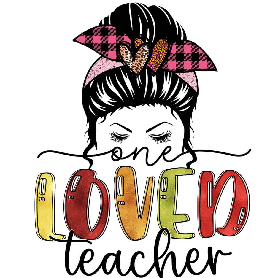 DTFs (direct to Film) Transfers TEACHER _(Female Teacher silhouette with bandana pink)