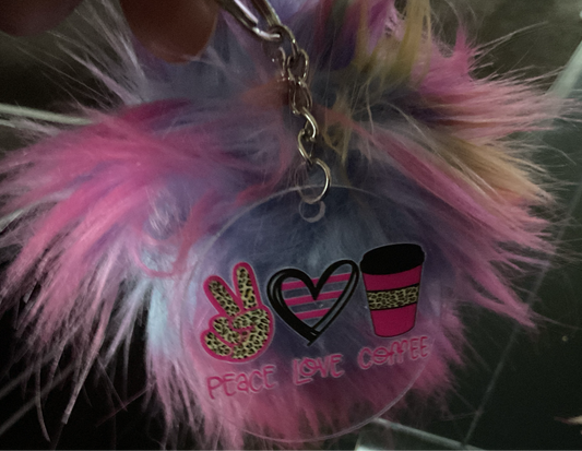 Keychain (Pom Pom Multi Color) acrylic