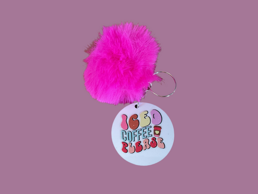 Keychain Pom Pom coffee