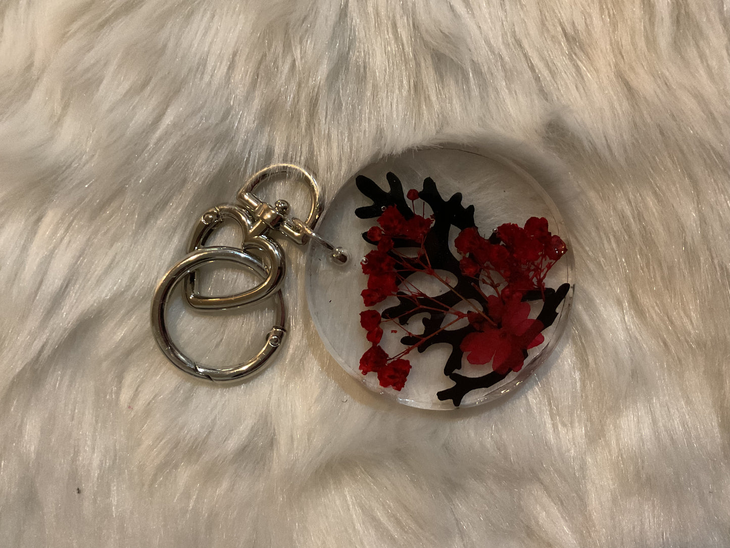 Resin dried floral key chain